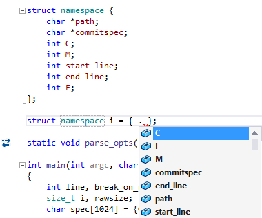 Code completion for C in ReSharper C++