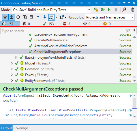 Continuos testing session in dotCover 10