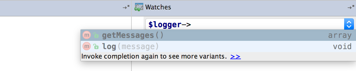 Code Completion in Watches