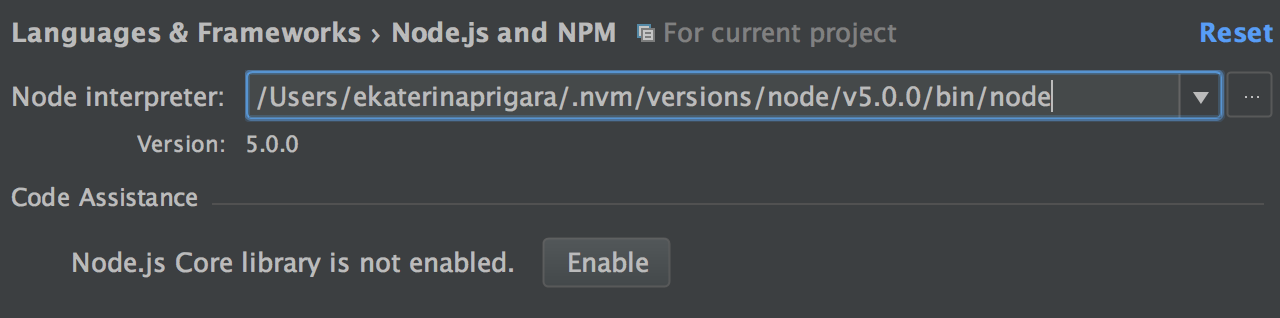 webstorm nodejs intellisense not working