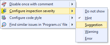 Configuring ReSharper inspection severity