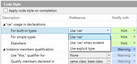 ReSharper code style settings