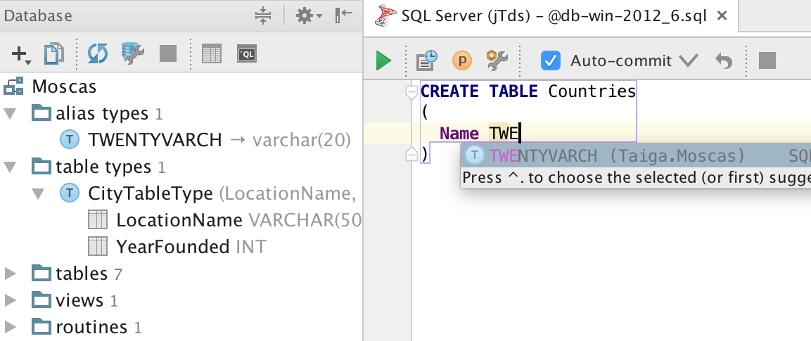 datagrip user parameters