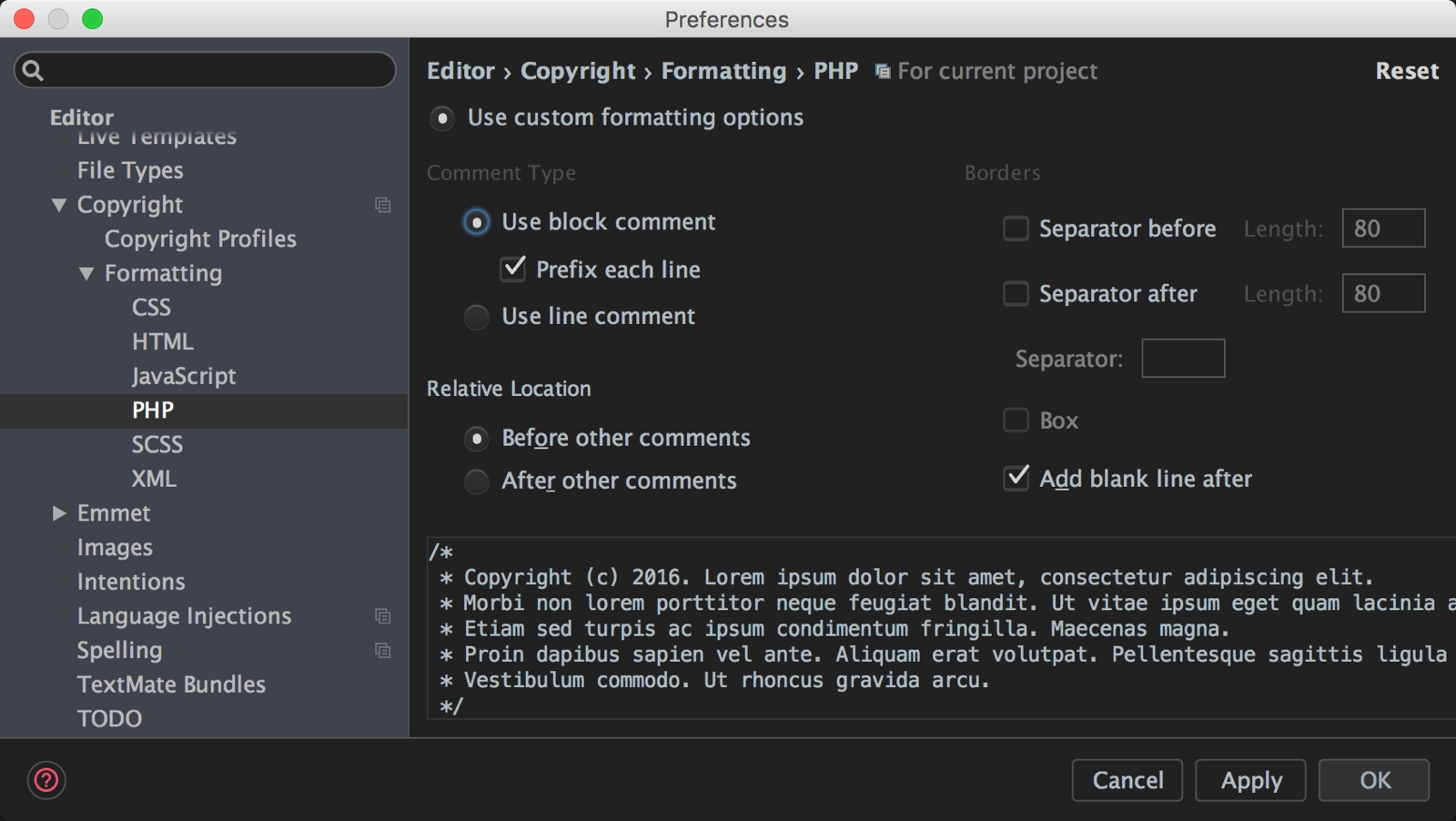 Copyright Formatting