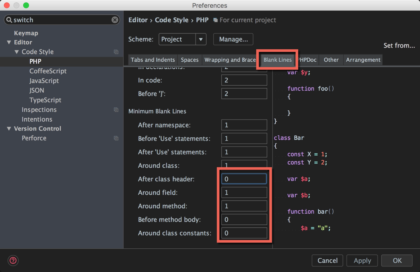 formatting line settings