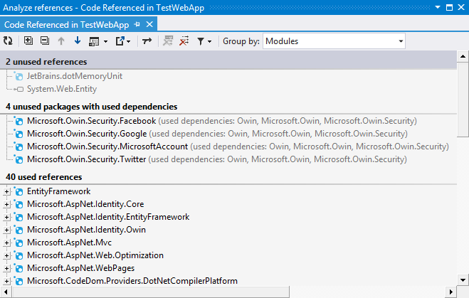 Analyze references including NuGet packages