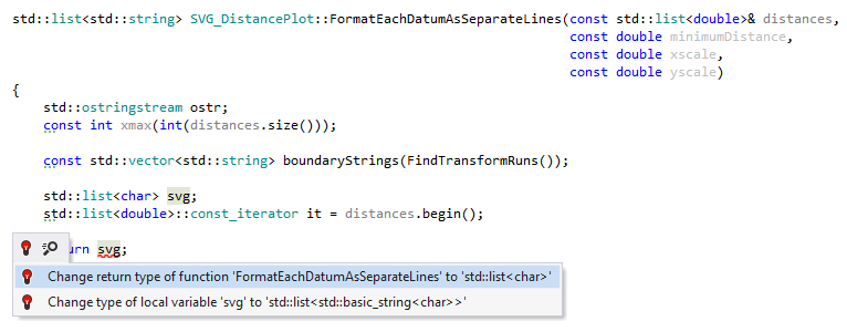 Quick-fix to change function return type in C++