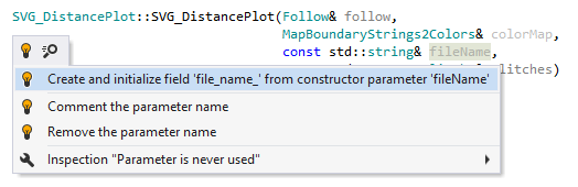 Quick-fix to create and initialize field from constructor parameter in C++