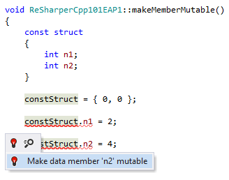 Quick-fix to make data member mutable in C++