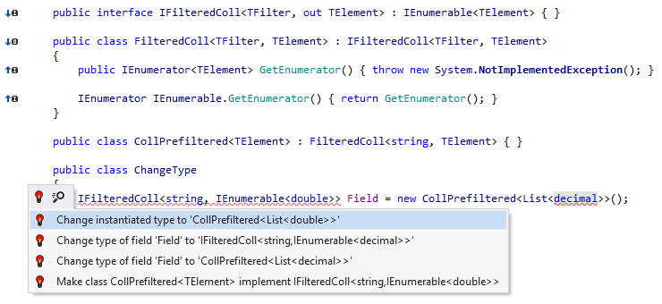 Cleaner highlighting and new quick-fixes when types mismatch