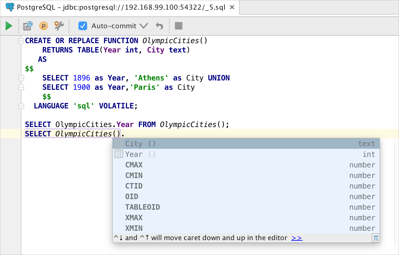 datagrip query history