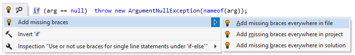 Braces style for single-line statements