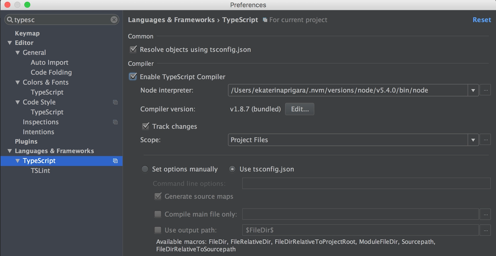 Ts compile. Console WEBSTORM.