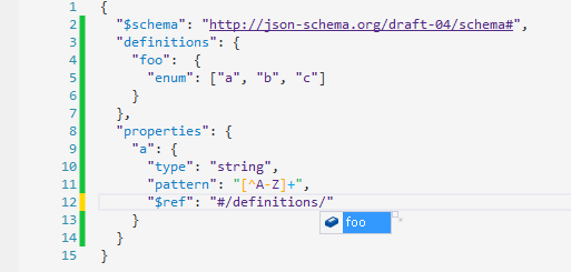 Code completion for known JSON schemas
