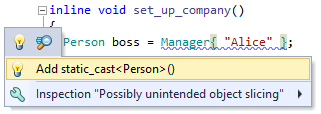 ReSharper C++ Possible Unintended object slicing