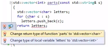 ReSharper C++ Incorrect Return Type Quick-Fix