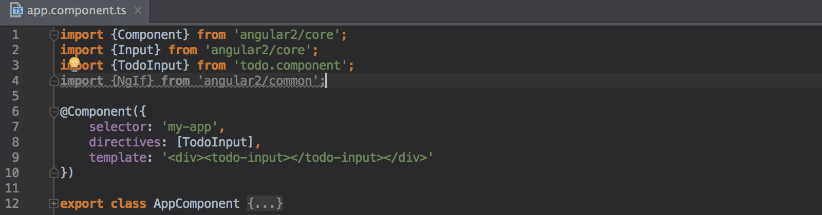 webstorm angular 2 import