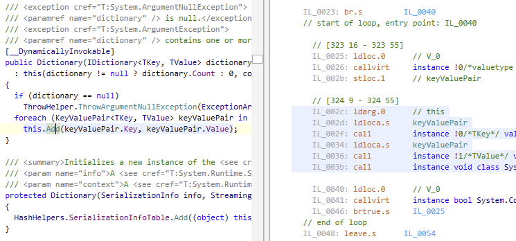 IL viewer with highlighting and formatted loops