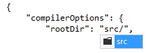 Value helper showing code completion for a file path