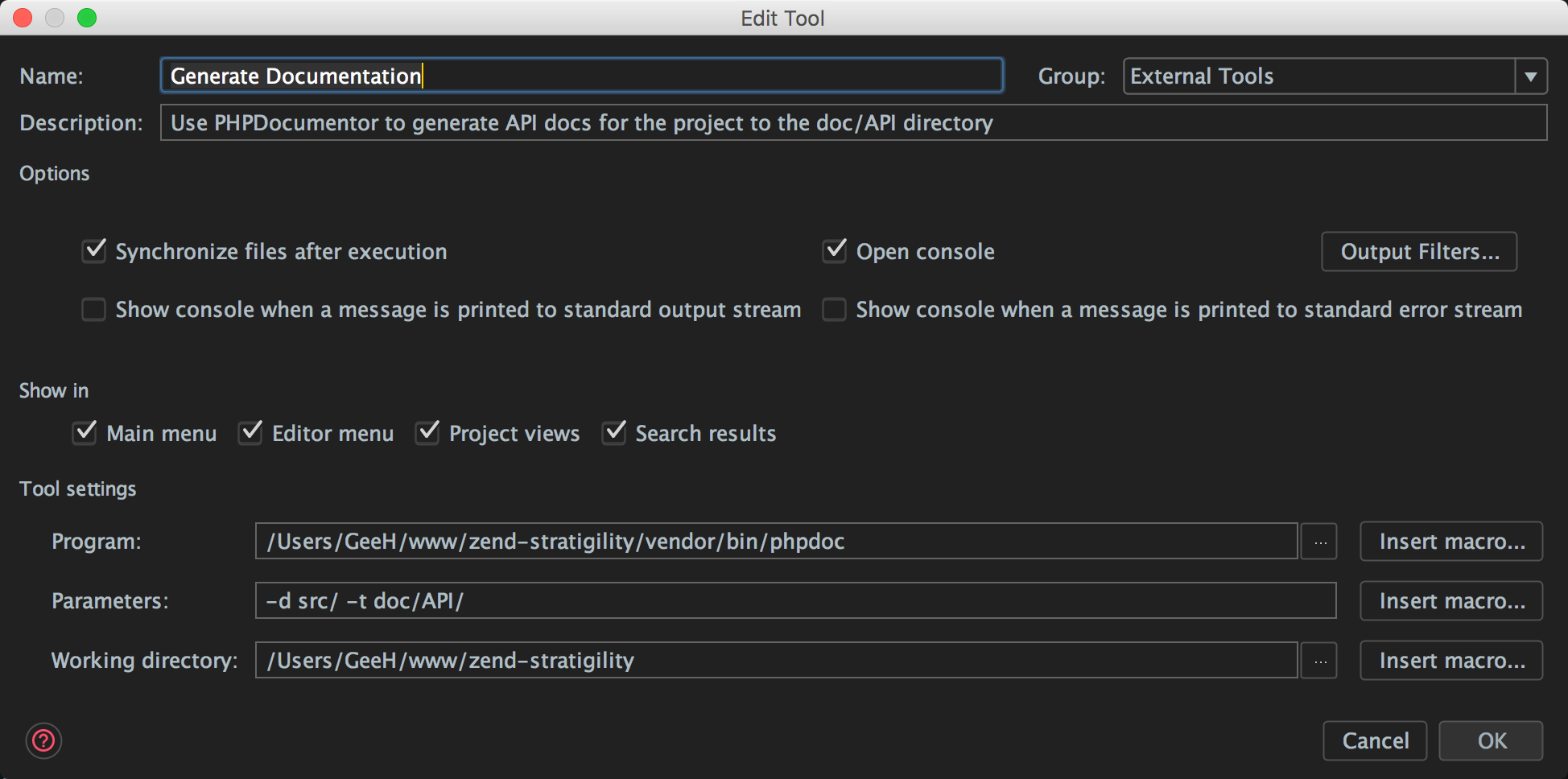 External Tools Config