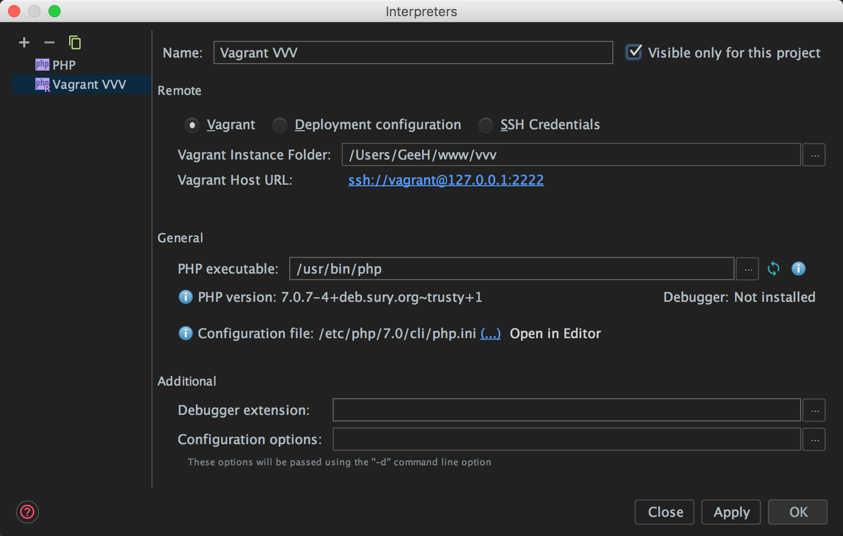 phpstorm vagrant xdebug