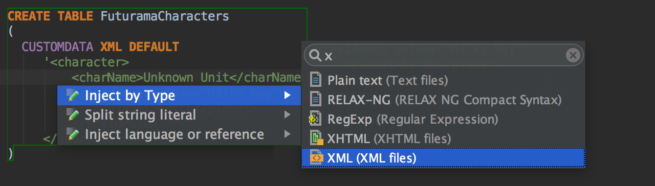 datagrip user parameters