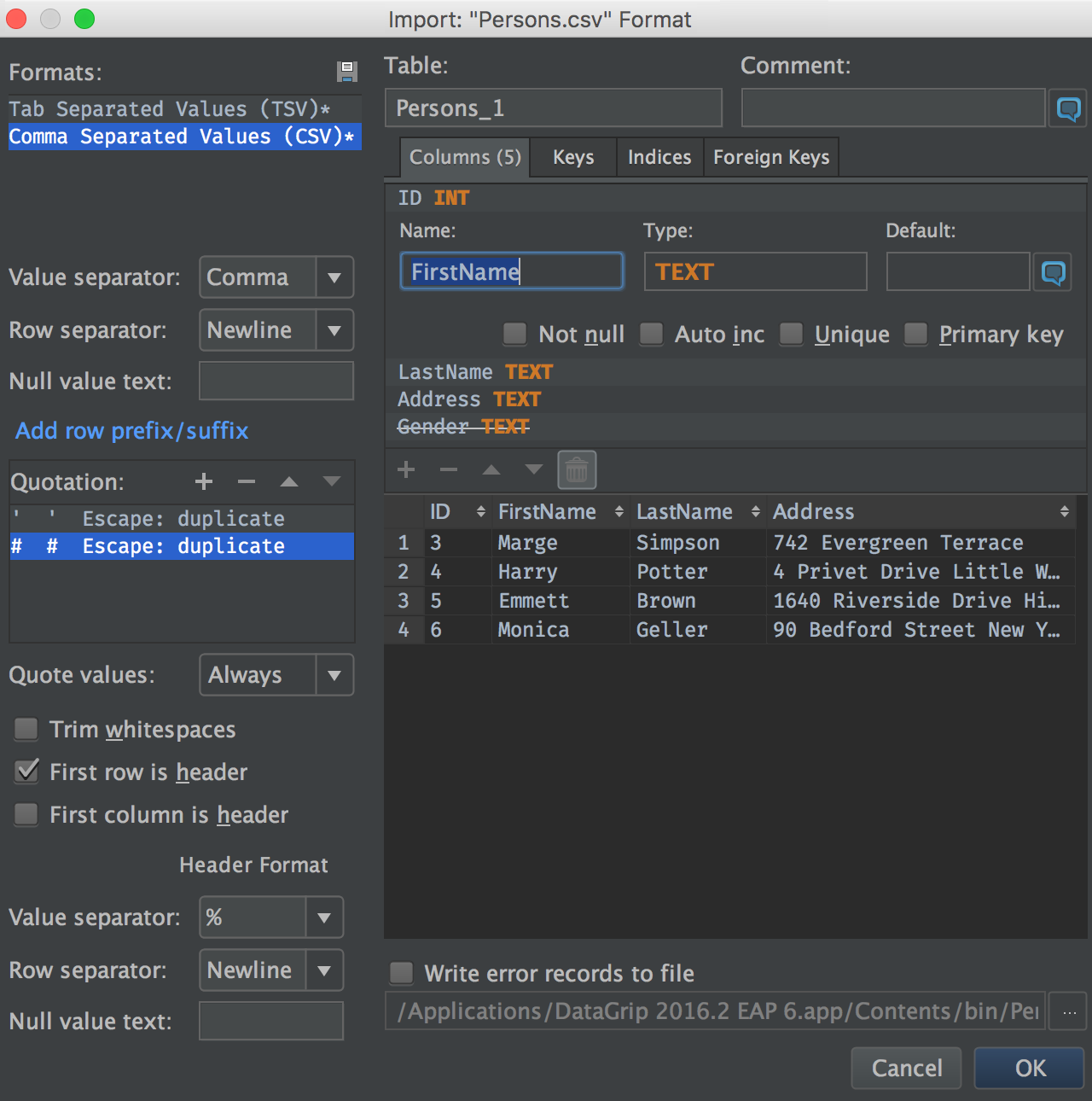 datagrip turn off parameters