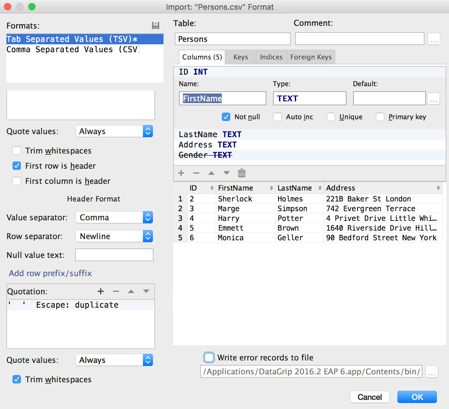 datagrip import csv slow