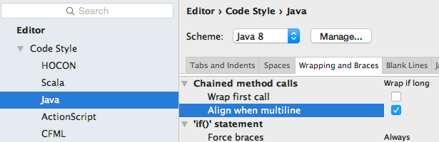 Formatting Stream method chaining