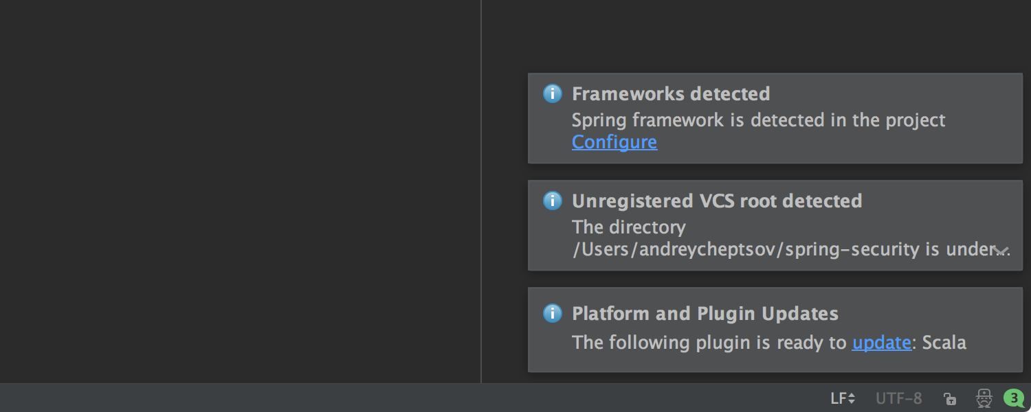 Hide IntelliJ Notification Window