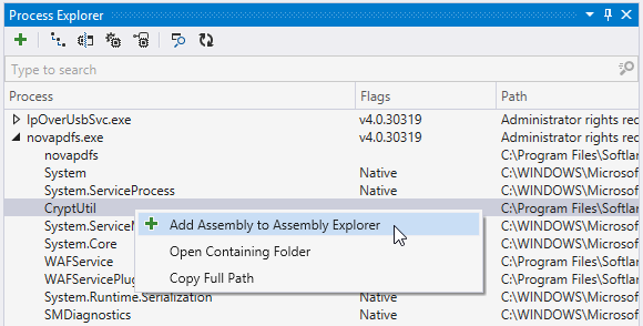 Process Explorer window