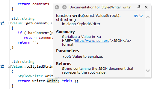 Quick documentation popup in ReSharper C++