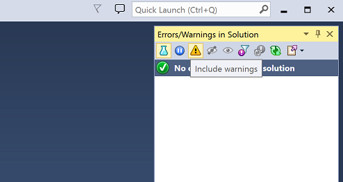 Enabling warnings via Errors/Warnings in Solution tool window