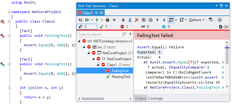 Unit testing feature in .NET Core