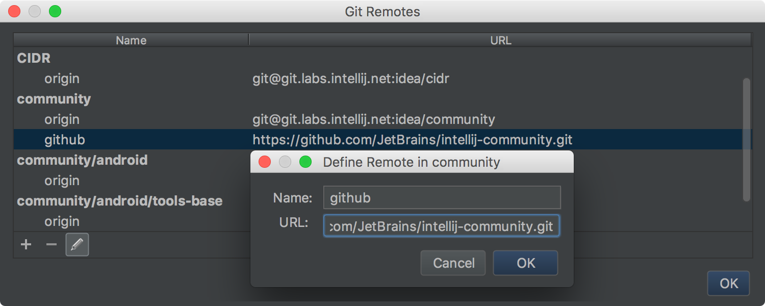 intellij git add remote repository