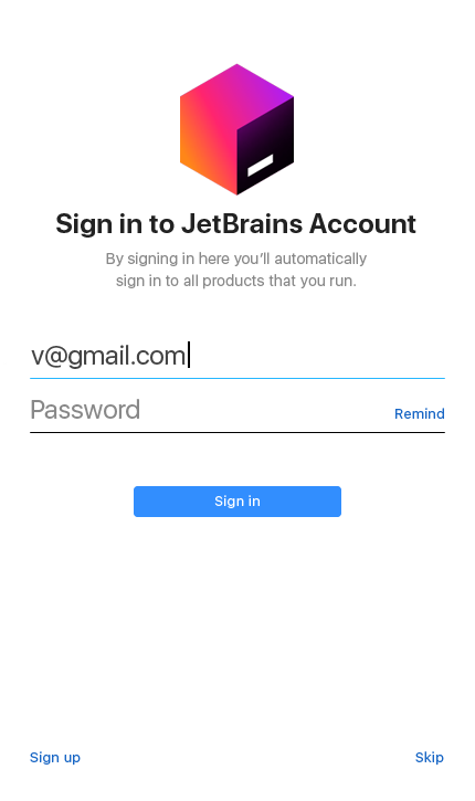 JetBrains Account login