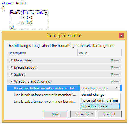 Break line before member initializer lists