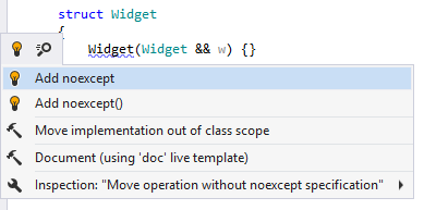 Move constructor without noexcept