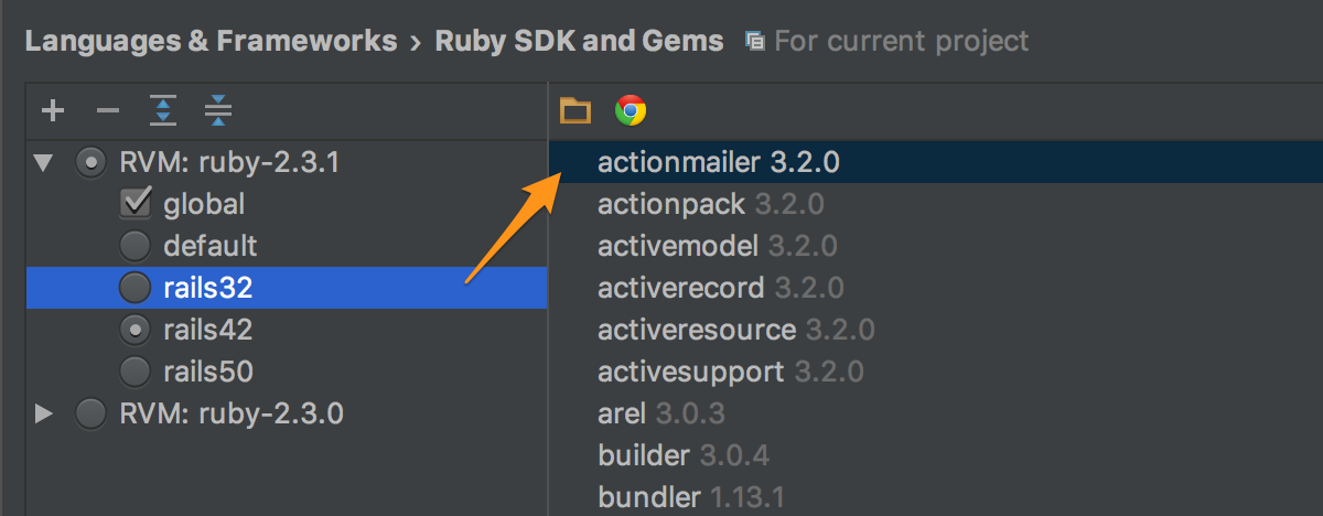 rubymine ide ruby sdk and gems option default and global meaning