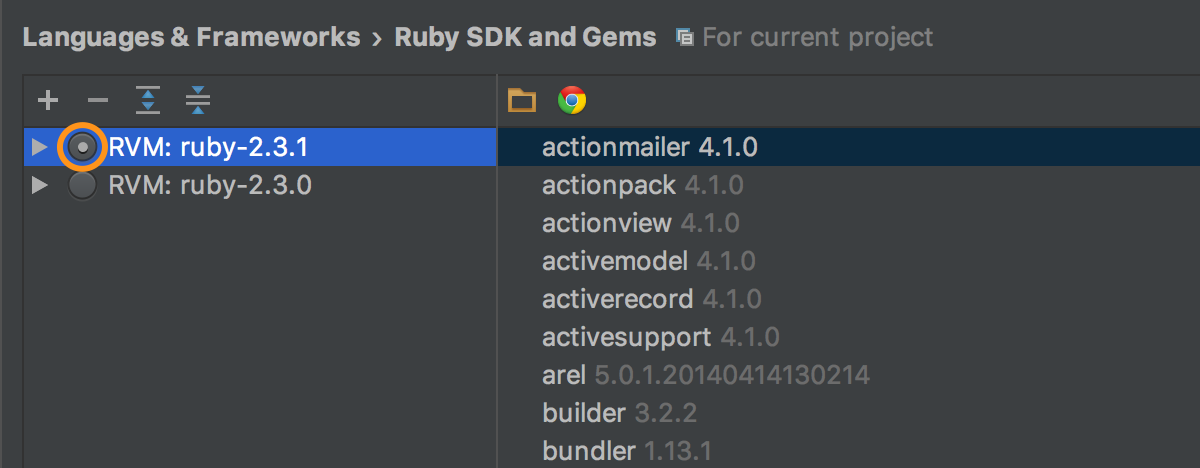 how to set up ruby sdk for rubymine