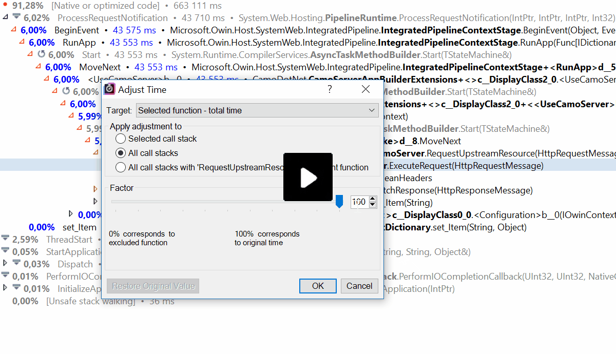 Adjusting execution time of a function to simulate it being optimized