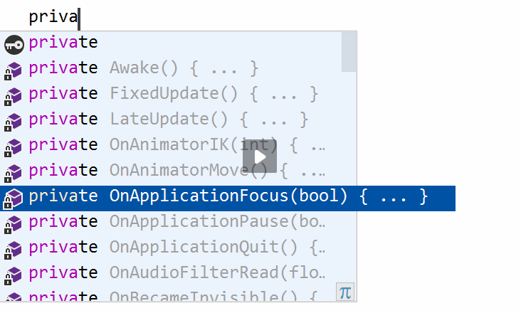 Auto completing Unity message methods