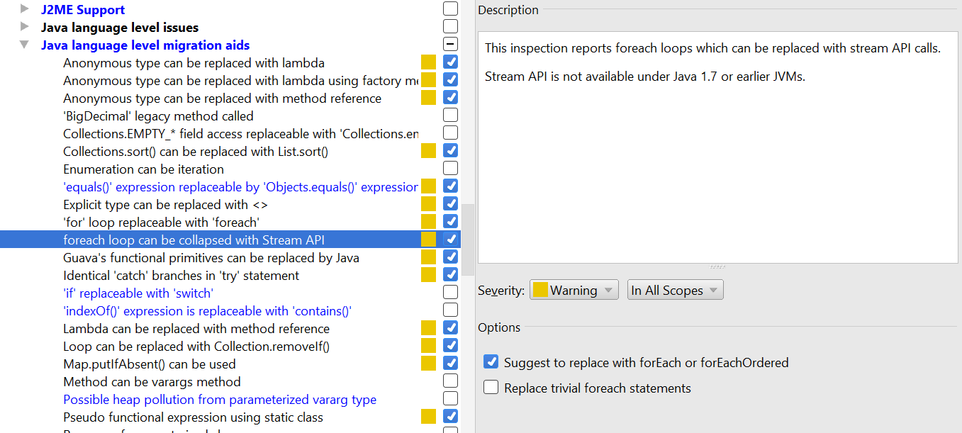 Intellij Idea Inspection Settings For Refactoring To Java 8 Jetbrains Blog