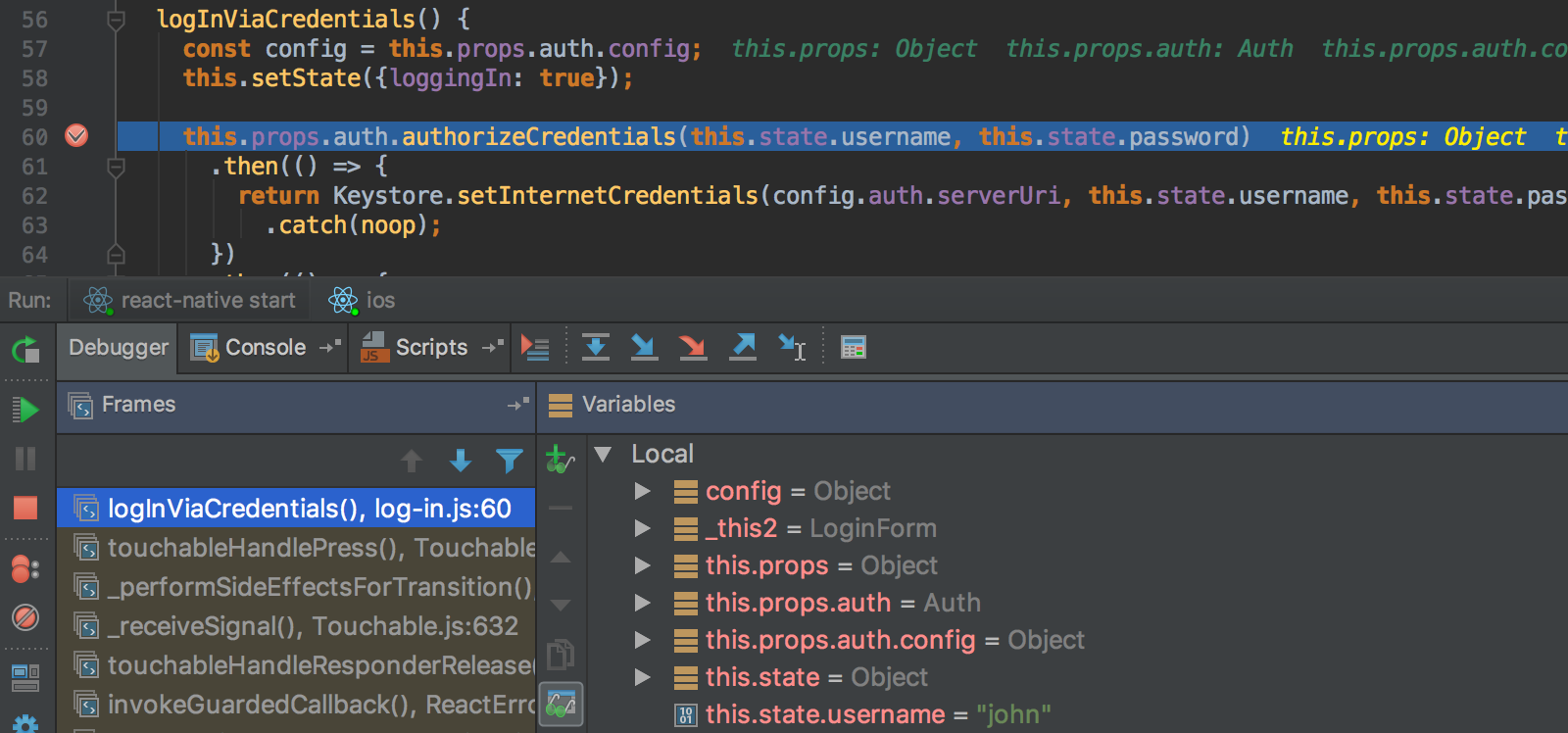 webstorm debug from console