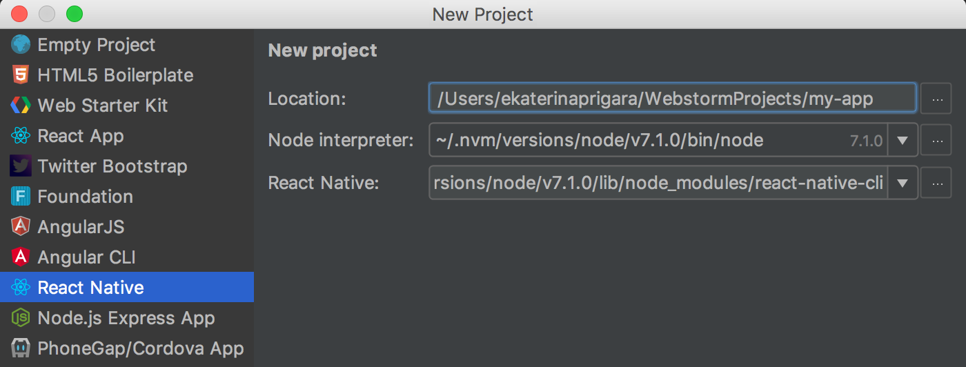 webstorm ide react native android