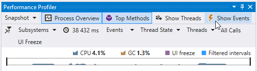 Open Events window in Visual Studio