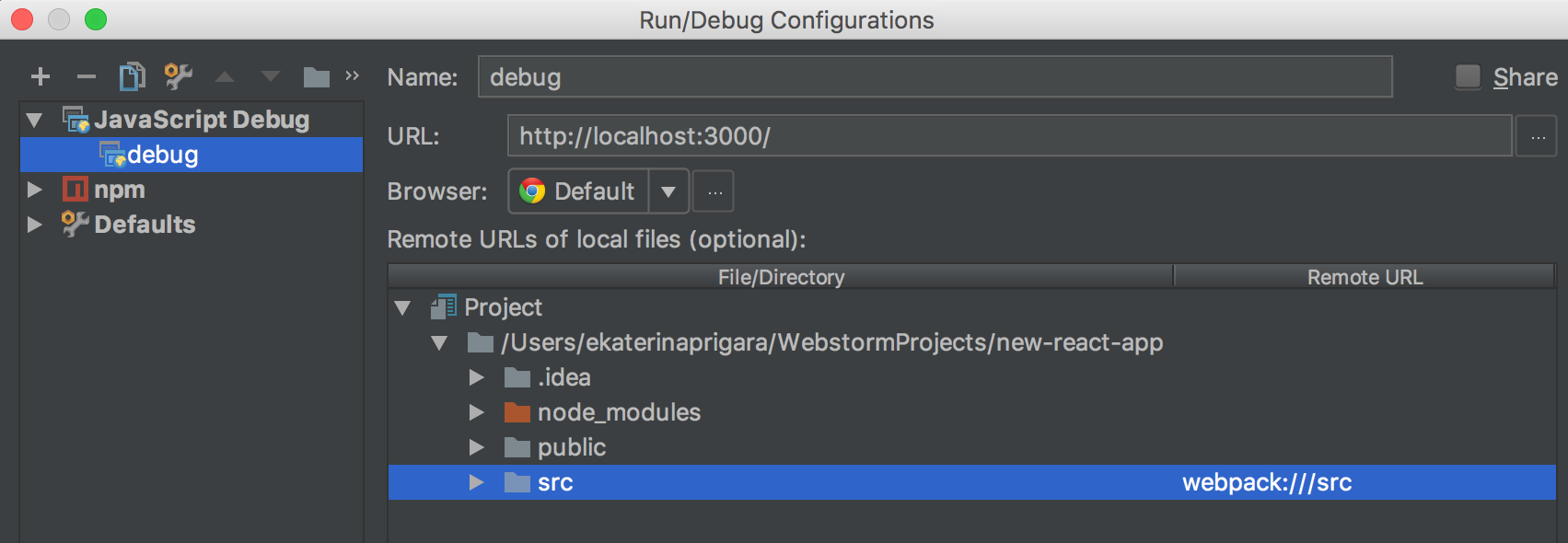 React Phpstorm