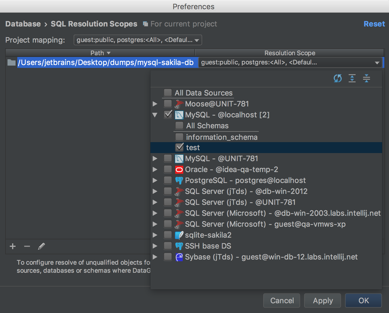 datagrip set parameters