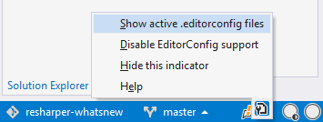 EditorConfig indicator in the status bar