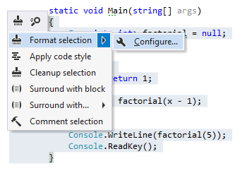 Context configuration of formatting rules